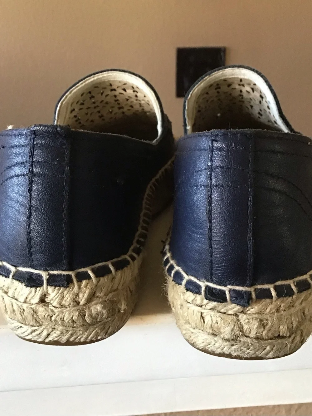 Blue Leather Perforated Slip On Soludos Espadrilles (Size 6)